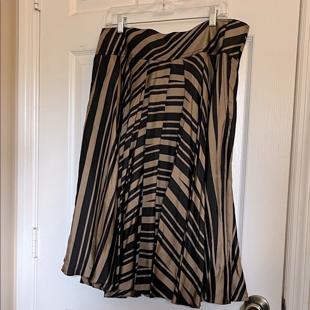 DKNY A-Line Skirt with Black and Tan Stripes